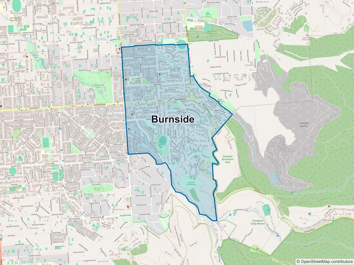 Map of Burnside, SA, Australia