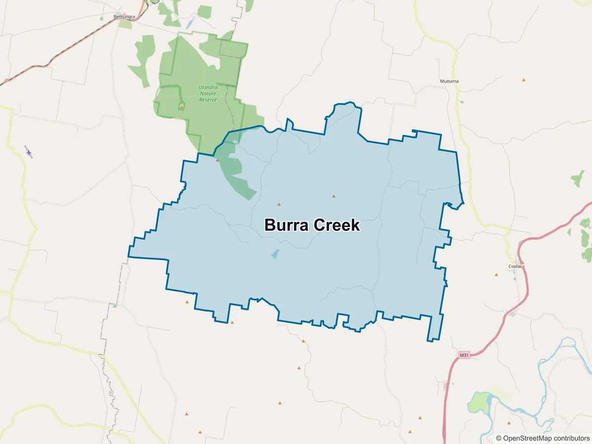 Map of Burra Creek, NSW, Australia