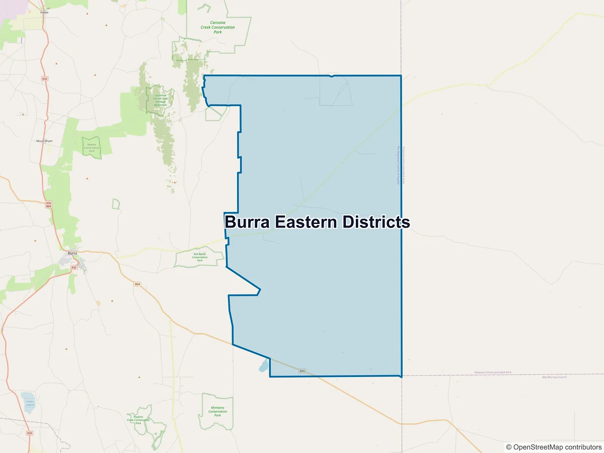 Map of Burra Eastern Districts, SA, Australia
