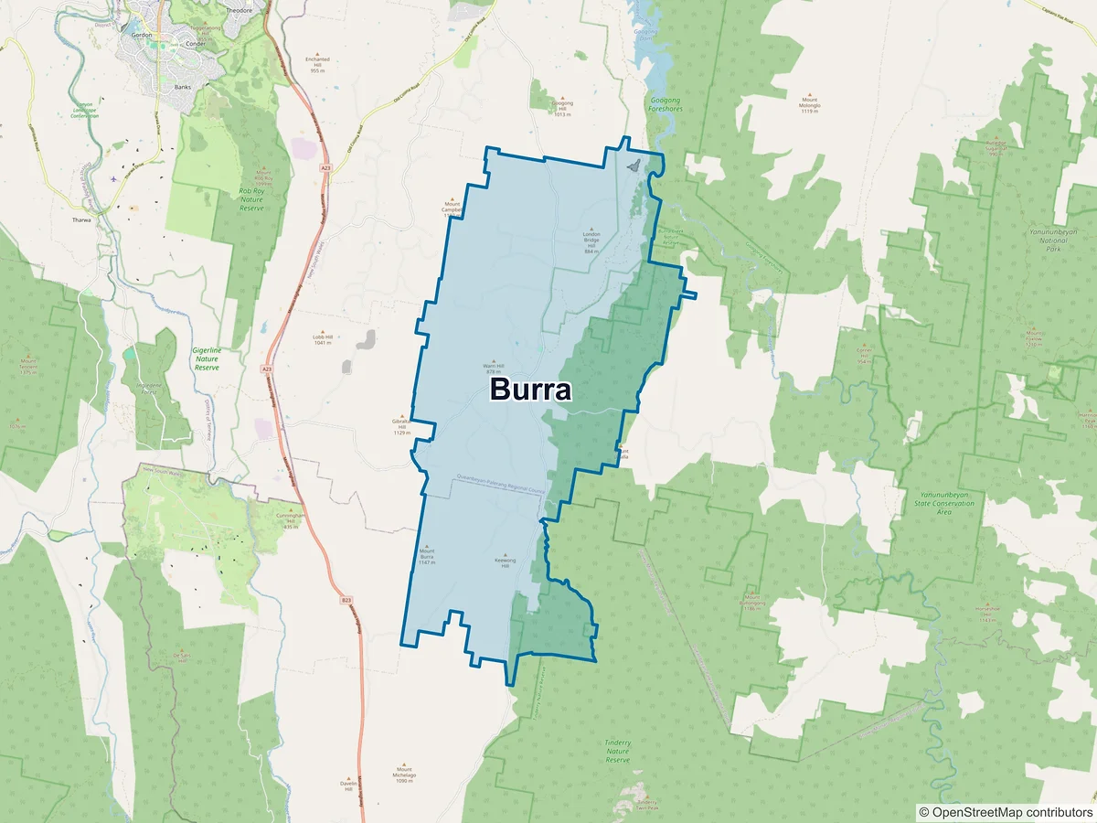 Map of Burra, NSW, Australia