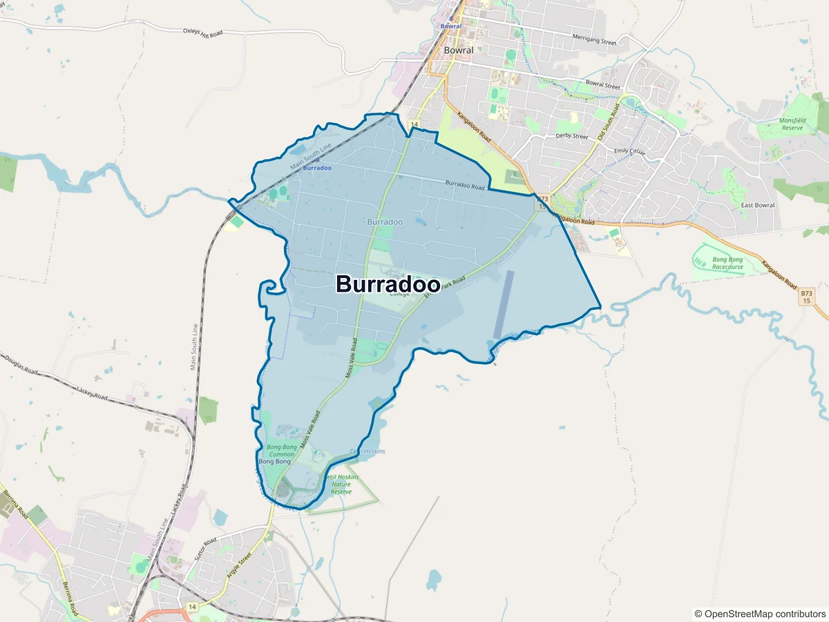 Map of Burradoo, NSW, Australia