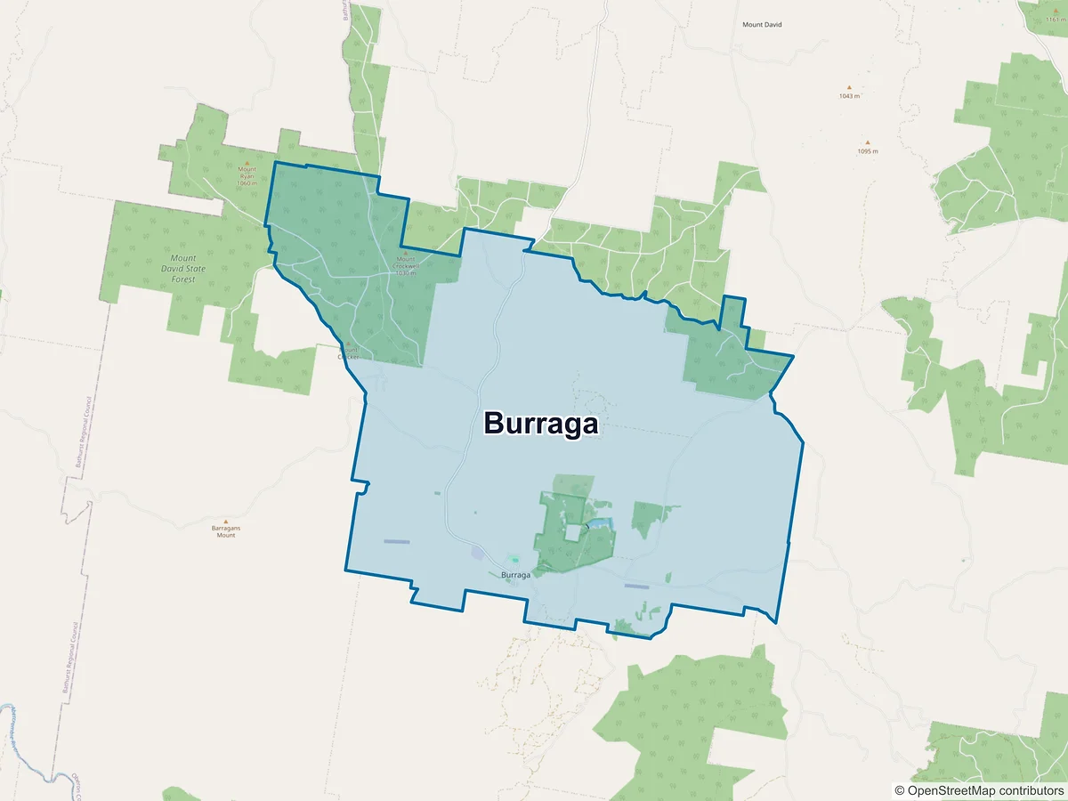 Map of Burraga, NSW, Australia