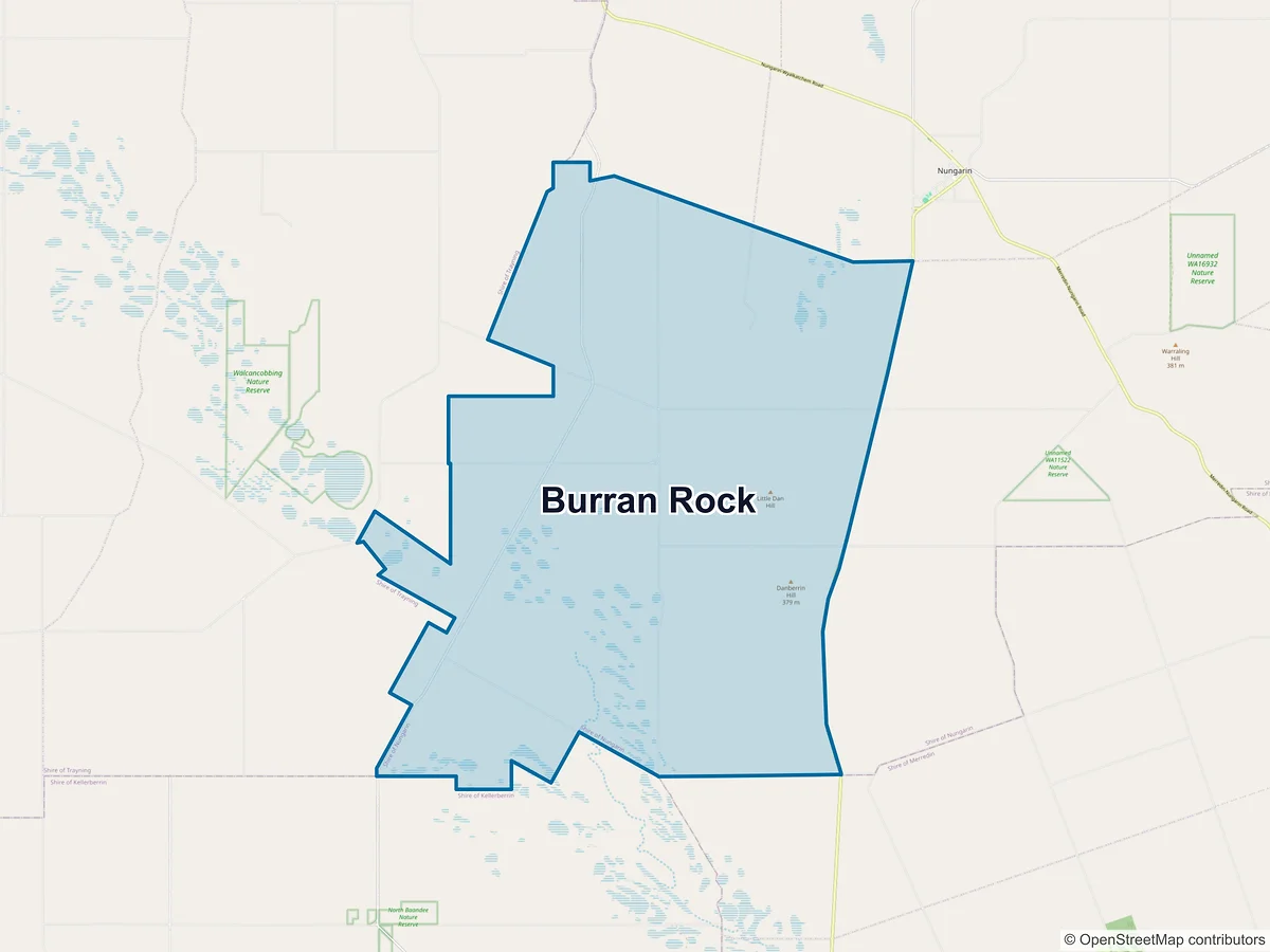 Map of Burran Rock, WA, Australia