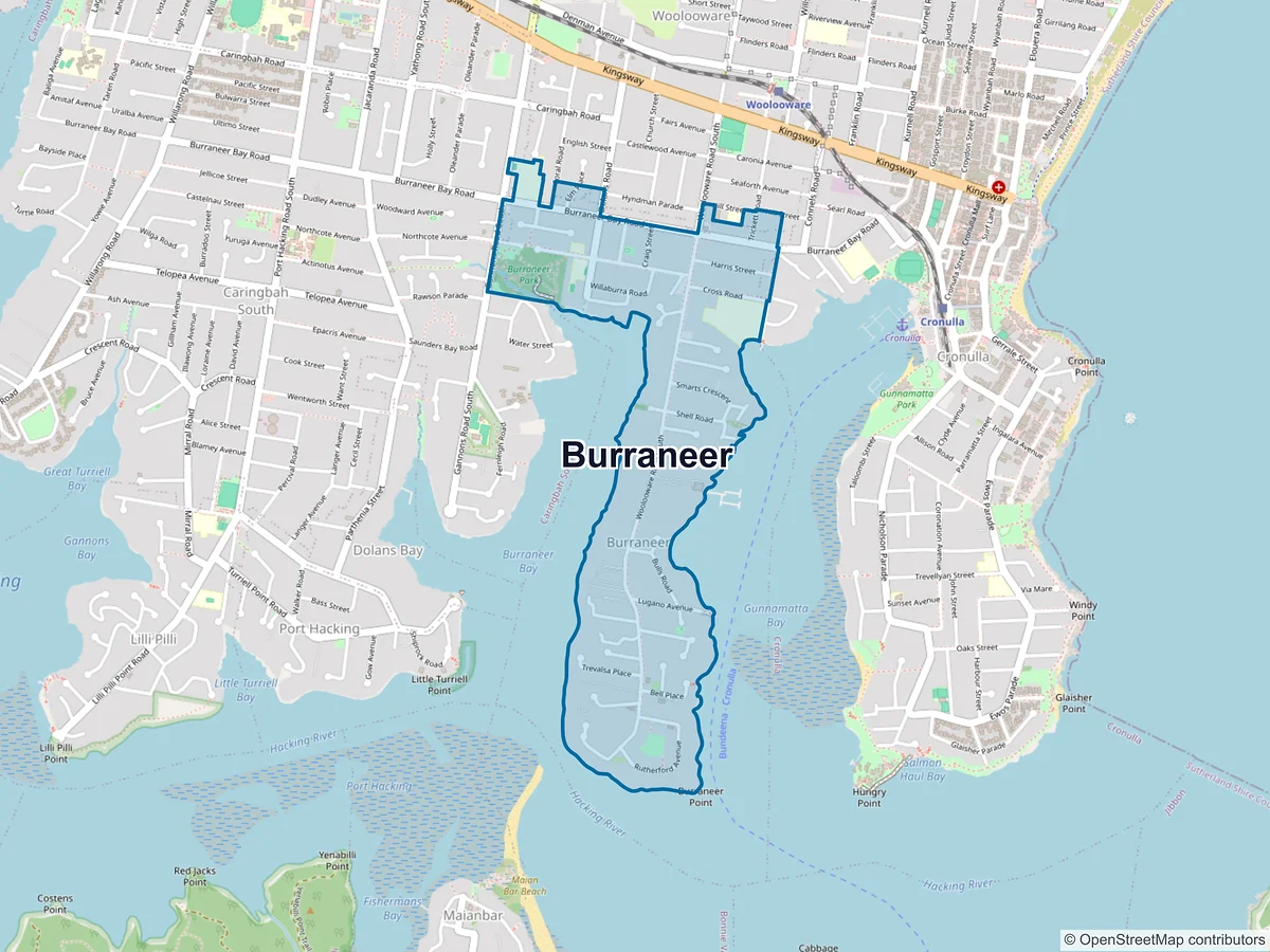 Map of Burraneer, NSW, Australia