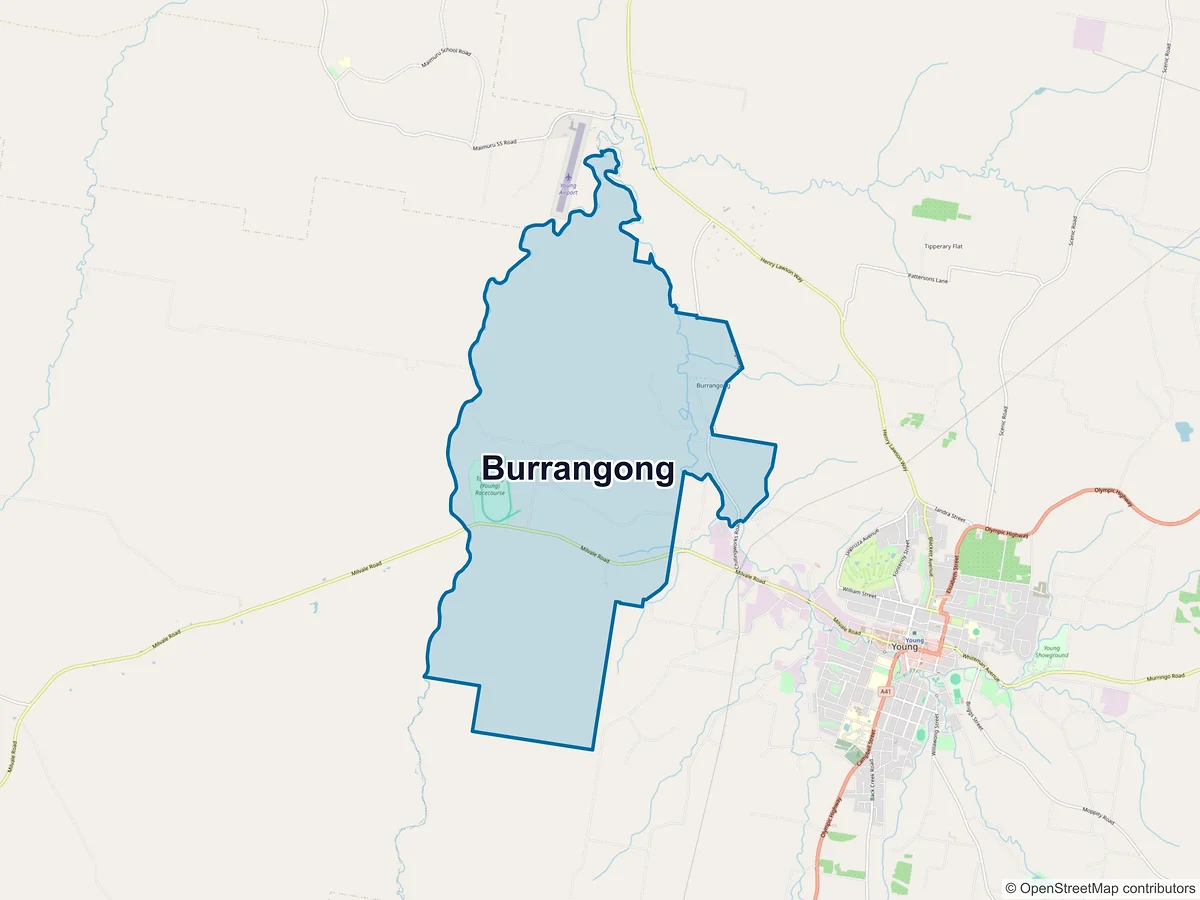 Map of Burrangong, NSW, Australia
