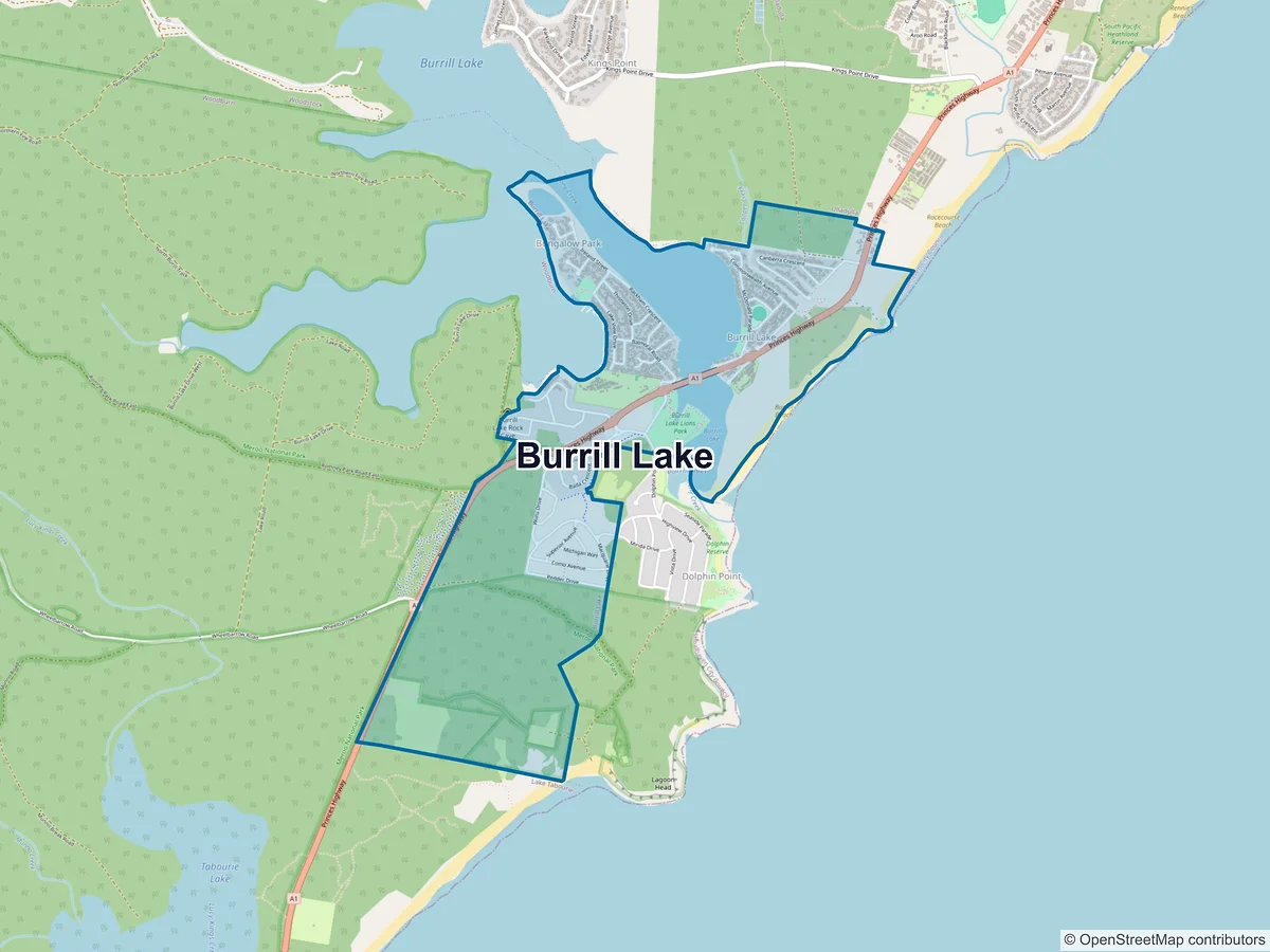 Map of Burrill Lake, NSW, Australia