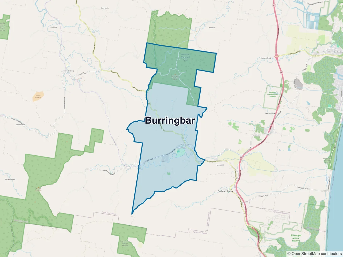 Map of Burringbar, NSW, Australia