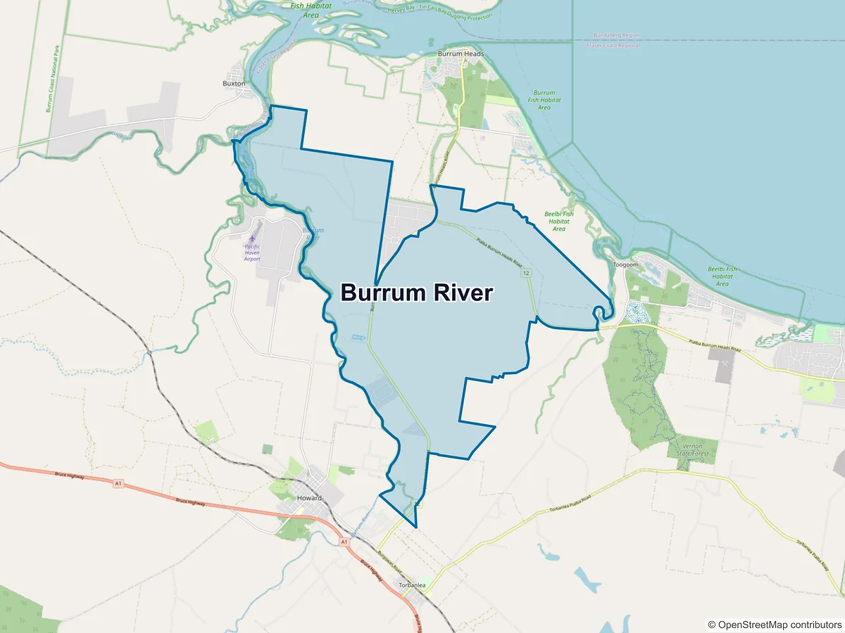 Map of Burrum River, QLD, Australia