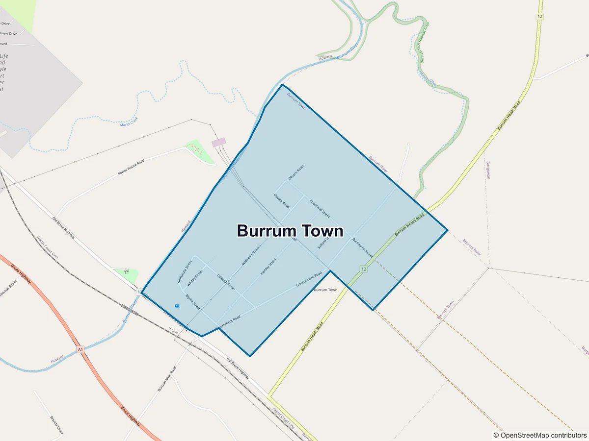 Map of Burrum Town, QLD, Australia