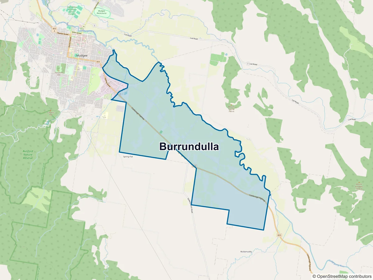 Map of Burrundulla, NSW, Australia