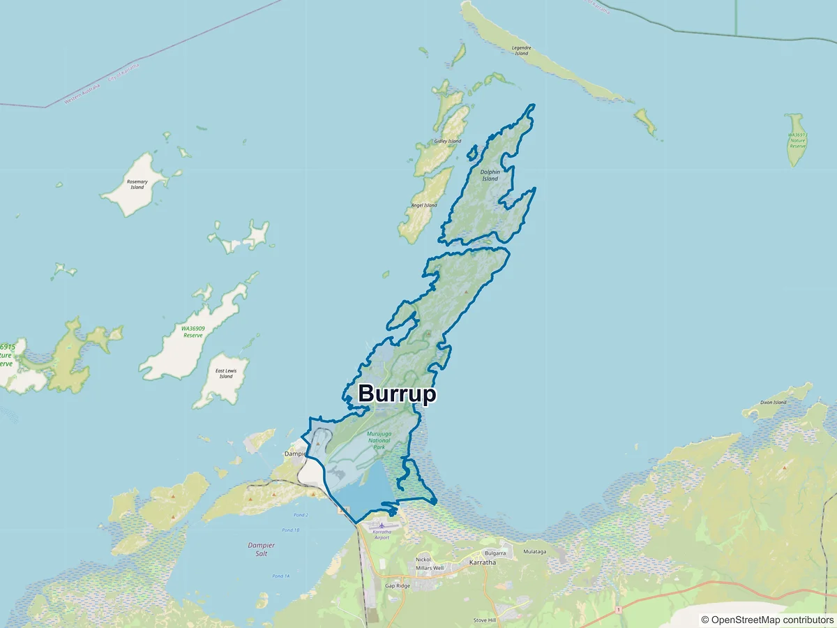 Map of Burrup, WA, Australia