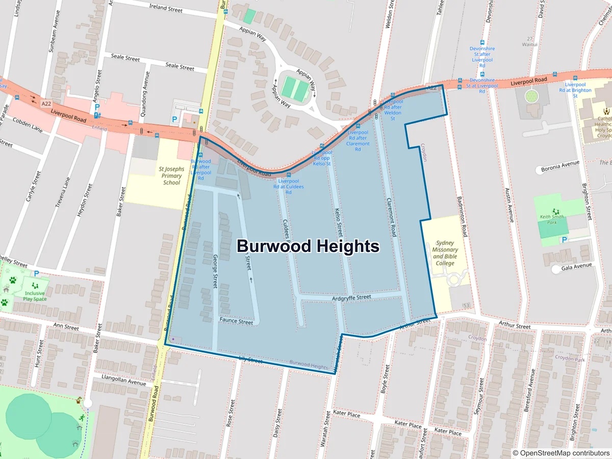 Map of Burwood Heights, NSW, Australia