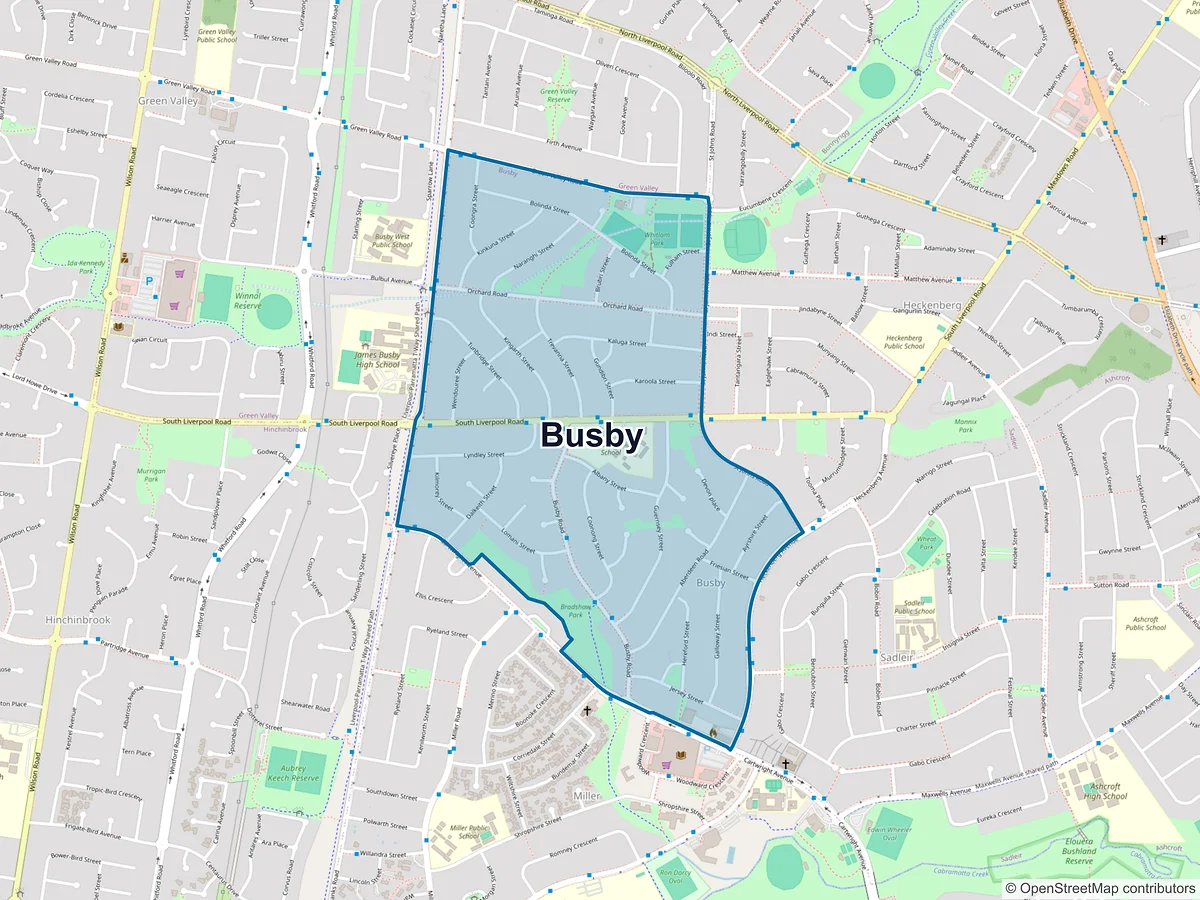 Map of Busby, NSW, Australia