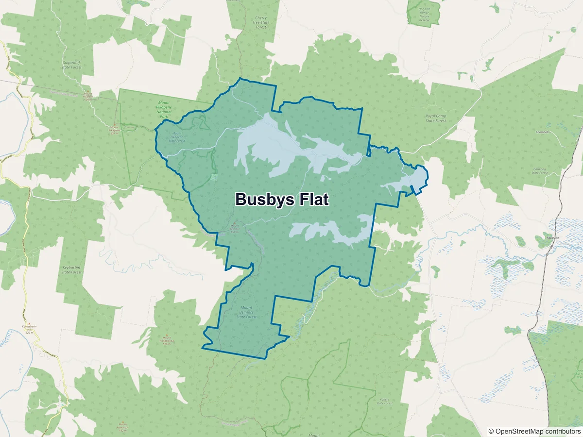 Map of Busbys Flat, NSW, Australia