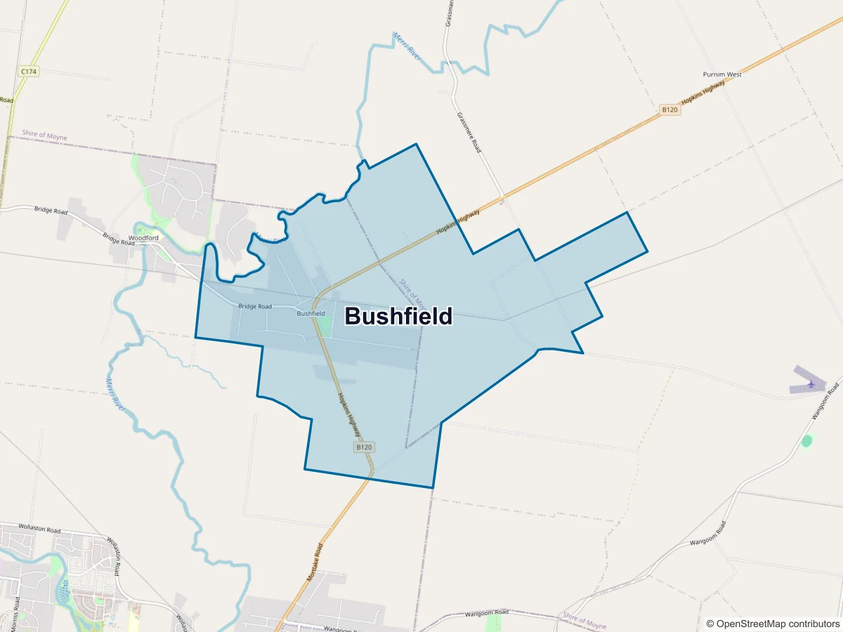 Map of Bushfield, VIC, Australia