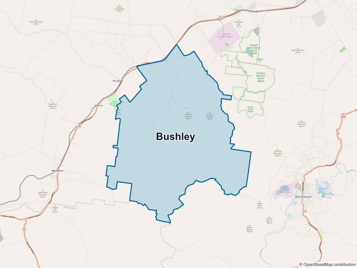 Map of Bushley, QLD, Australia