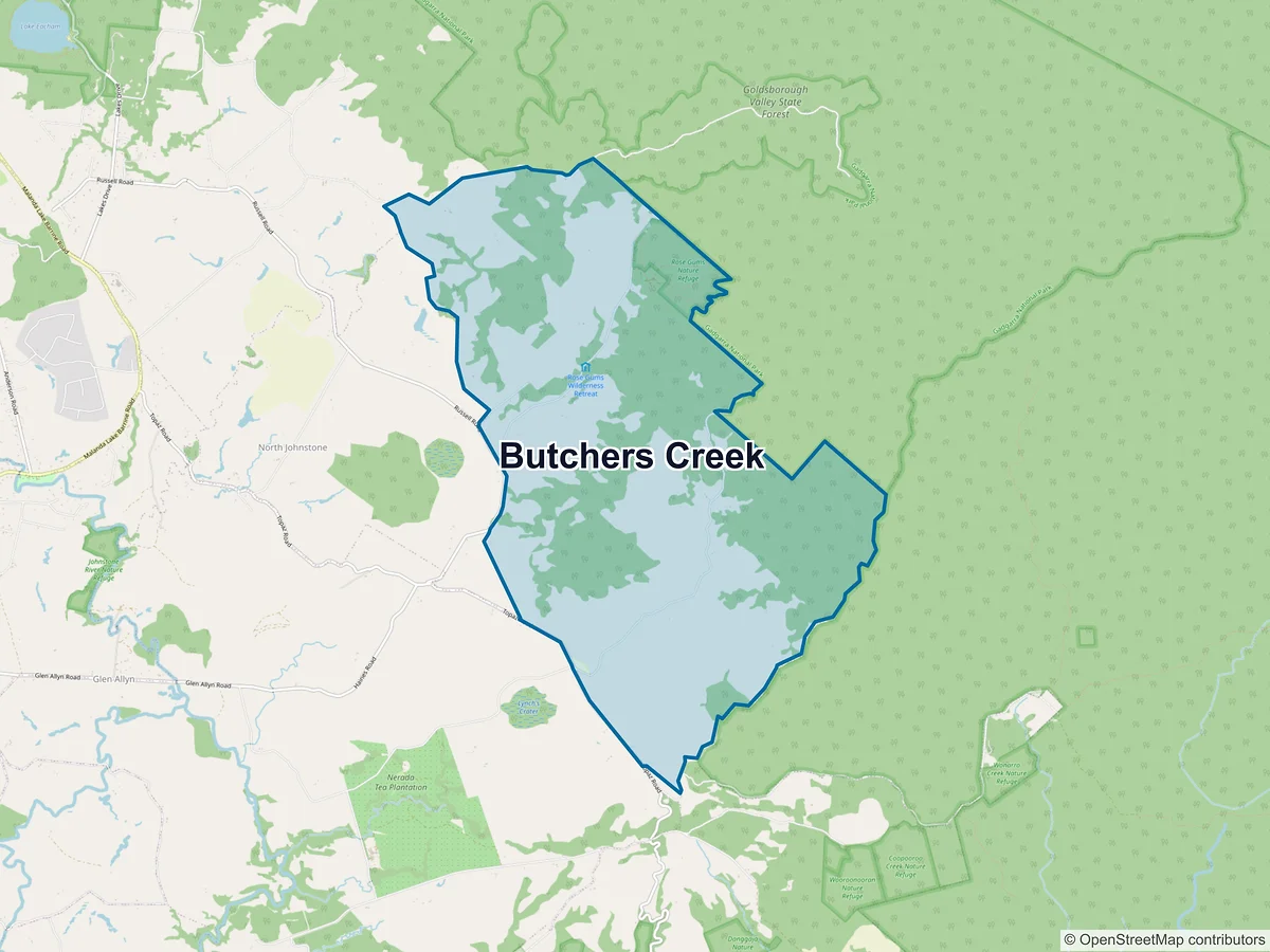 Map of Butchers Creek, QLD, Australia