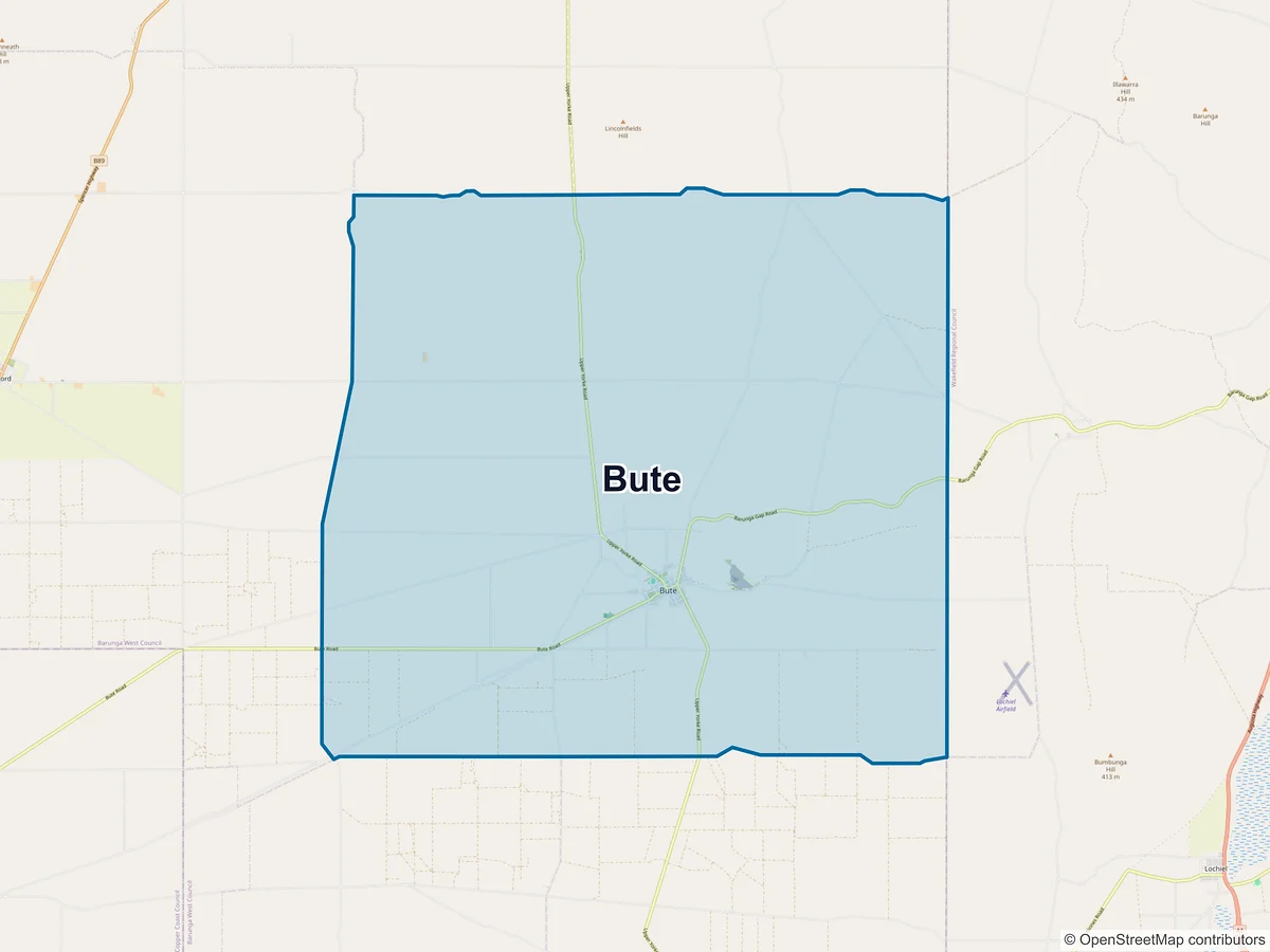 Map of Bute, SA, Australia