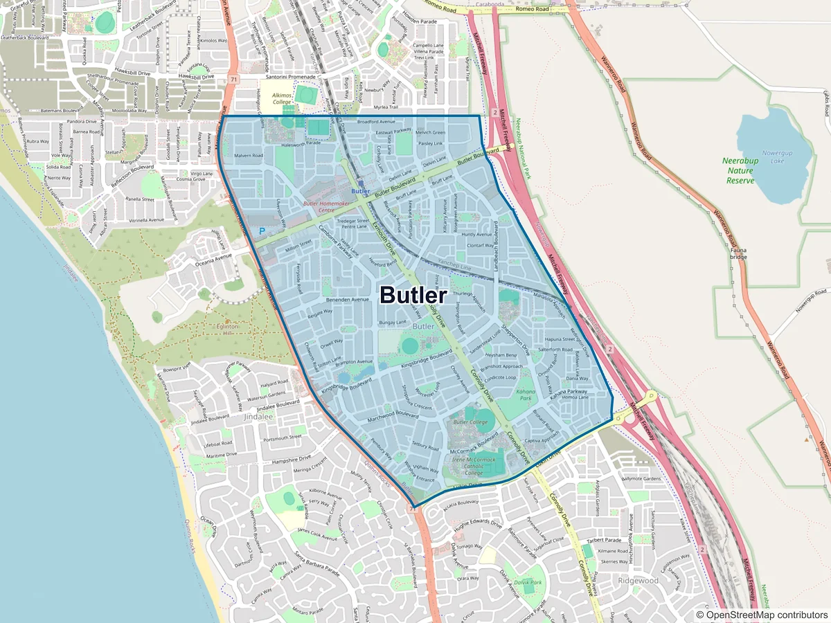 Map of Butler, WA, Australia