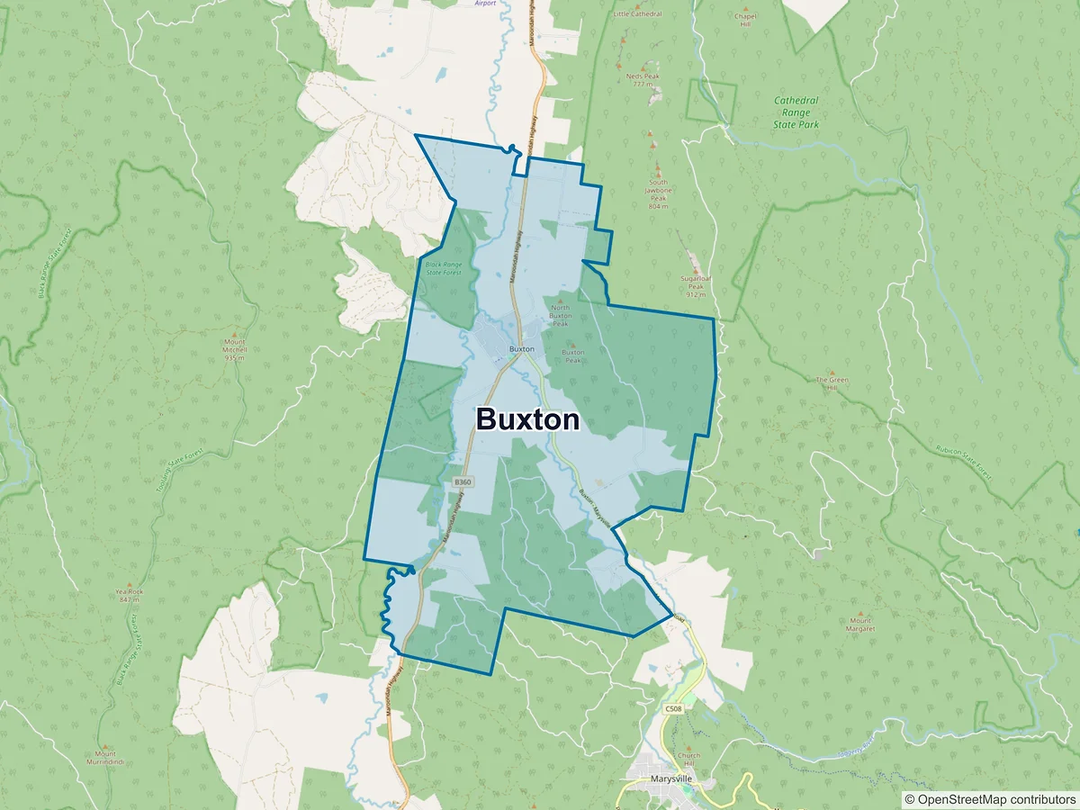 Map of Buxton, VIC, Australia