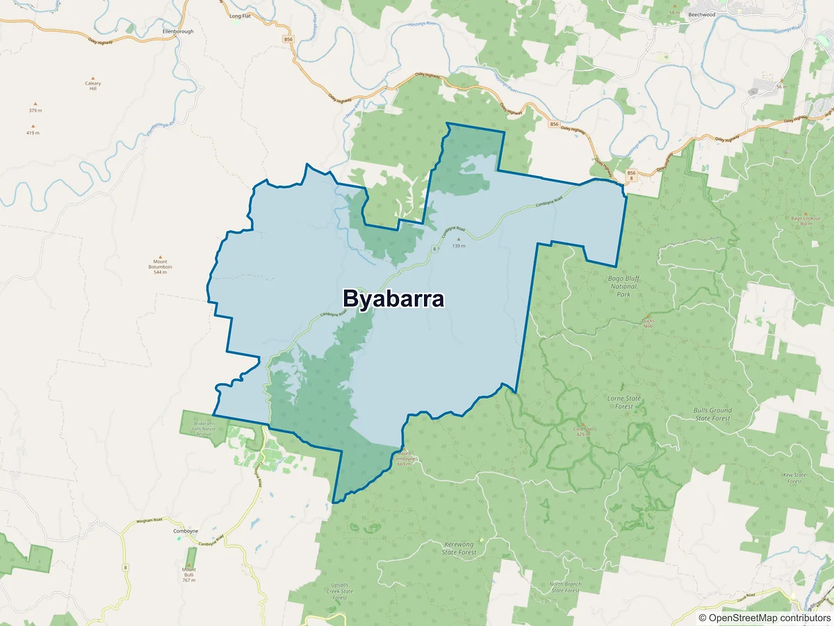 Map of Byabarra, NSW, Australia