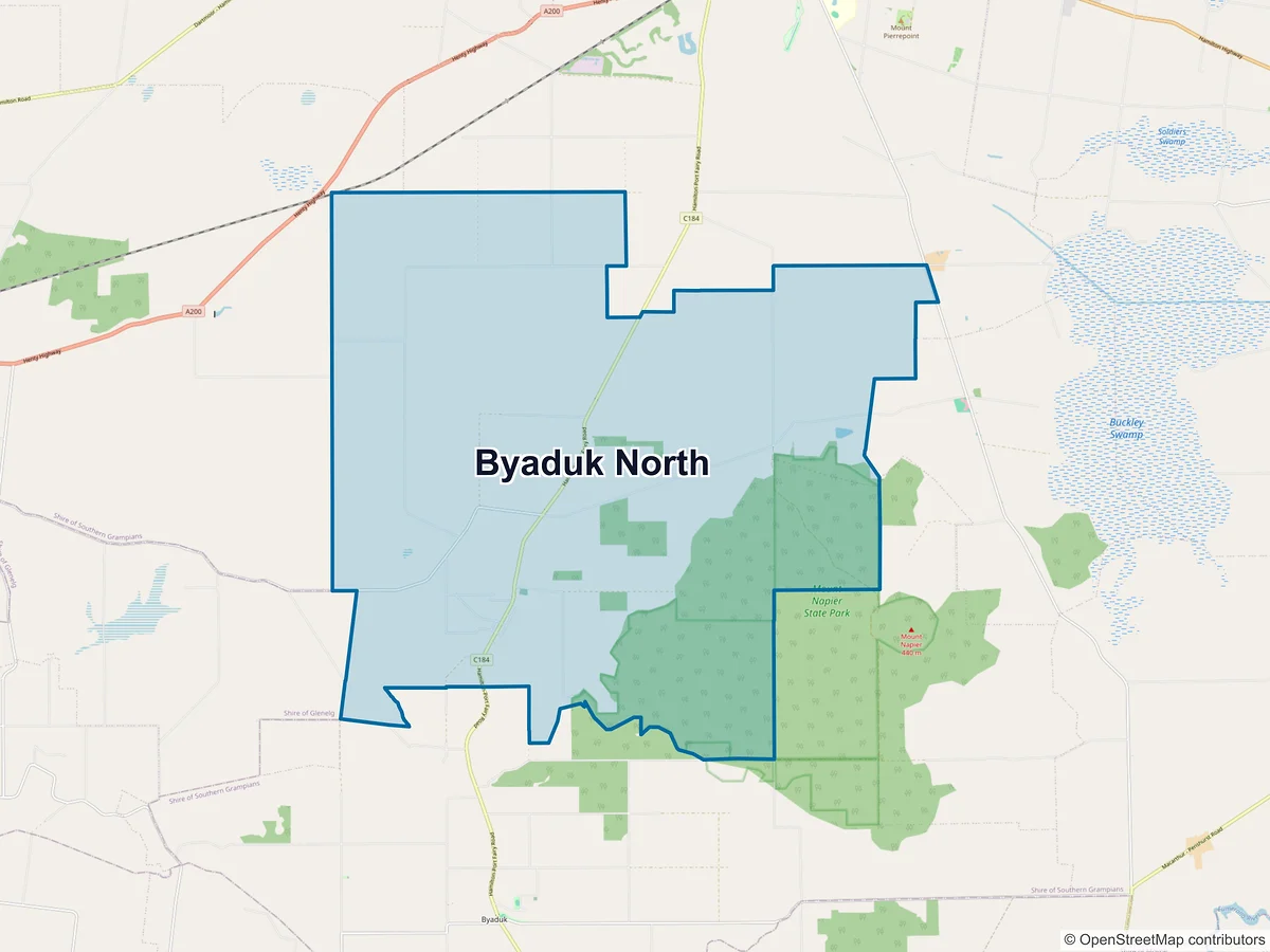 Map of Byaduk North, VIC, Australia