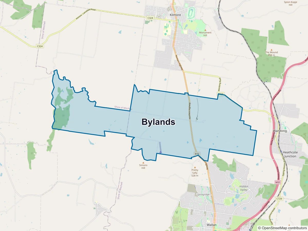 Map of Bylands, VIC, Australia