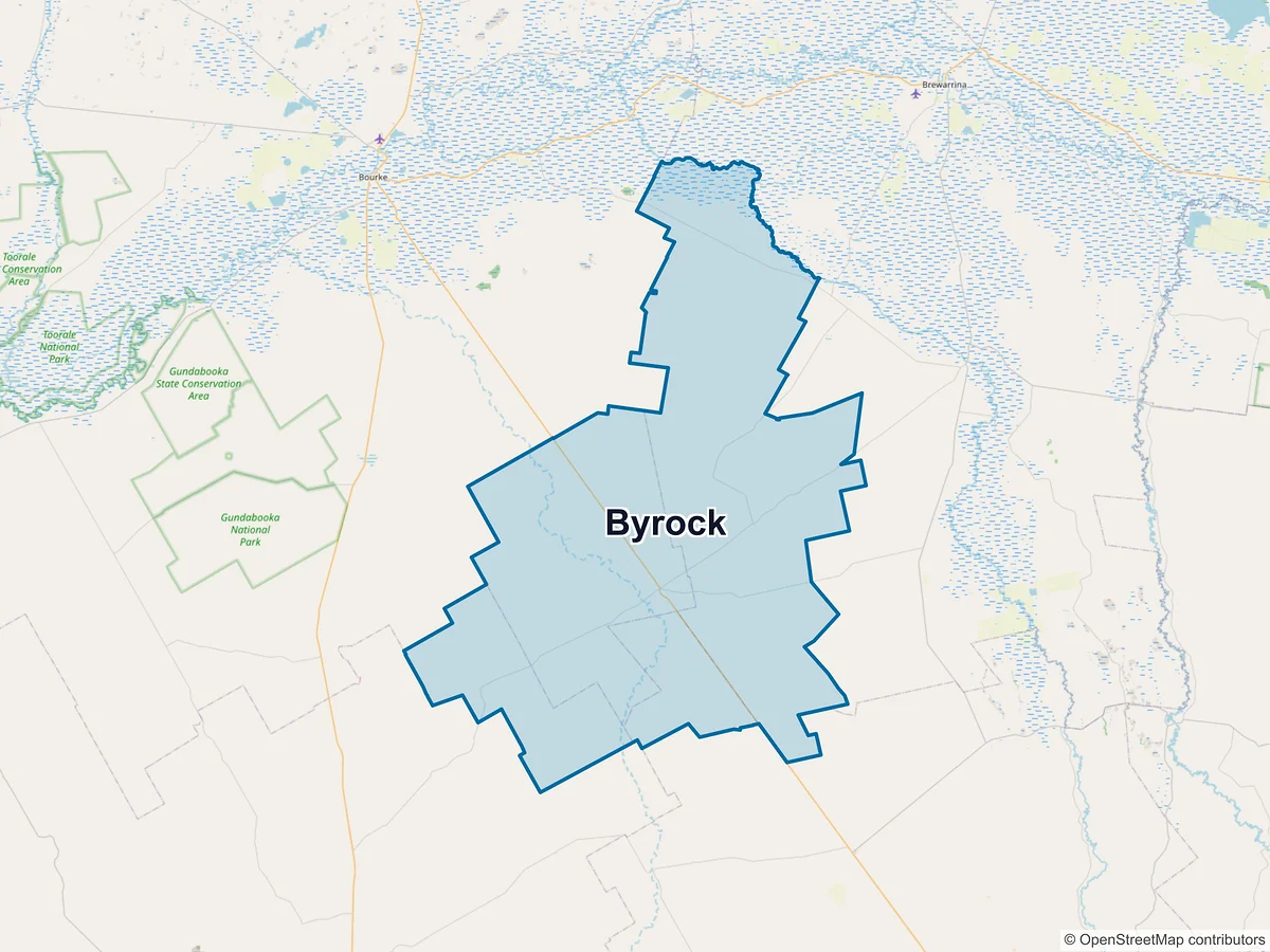 Map of Byrock, NSW, Australia
