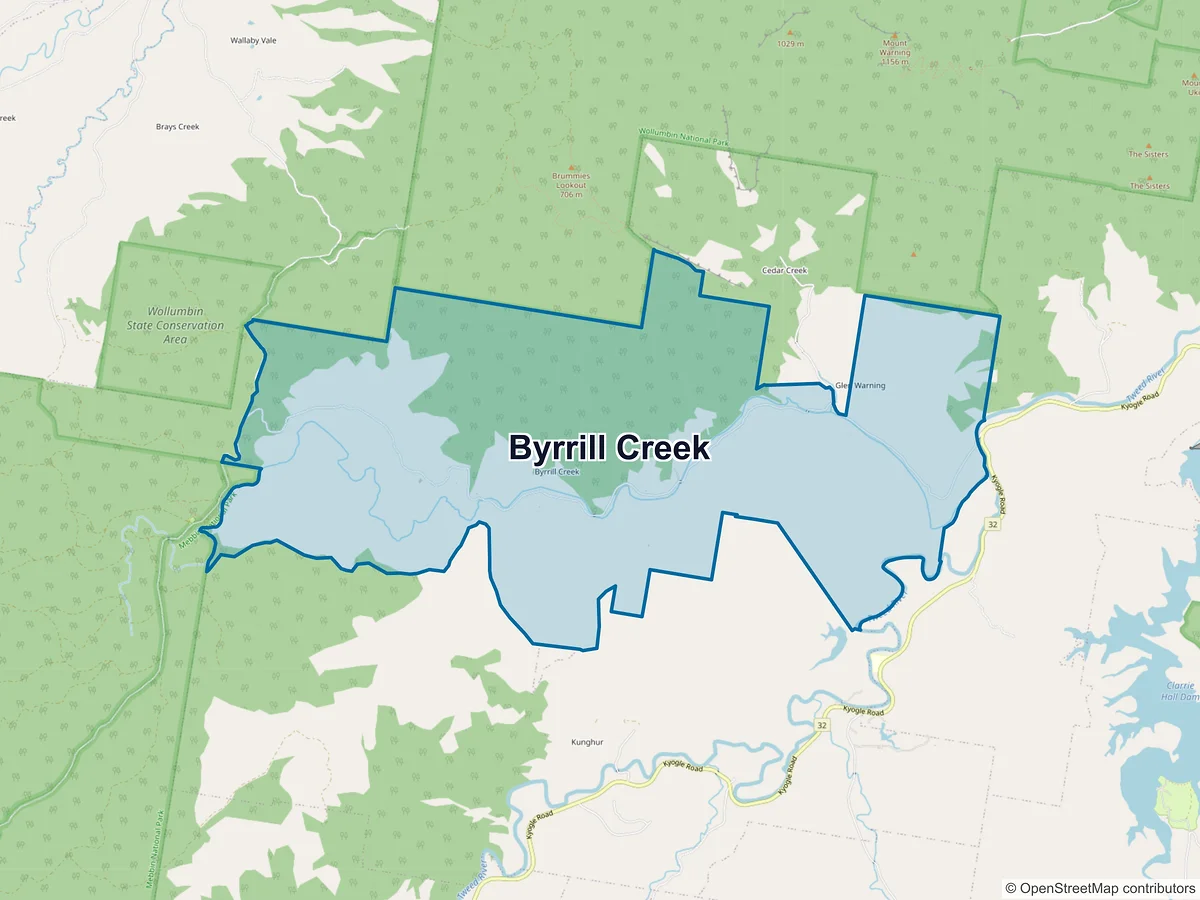 Map of Byrrill Creek, NSW, Australia