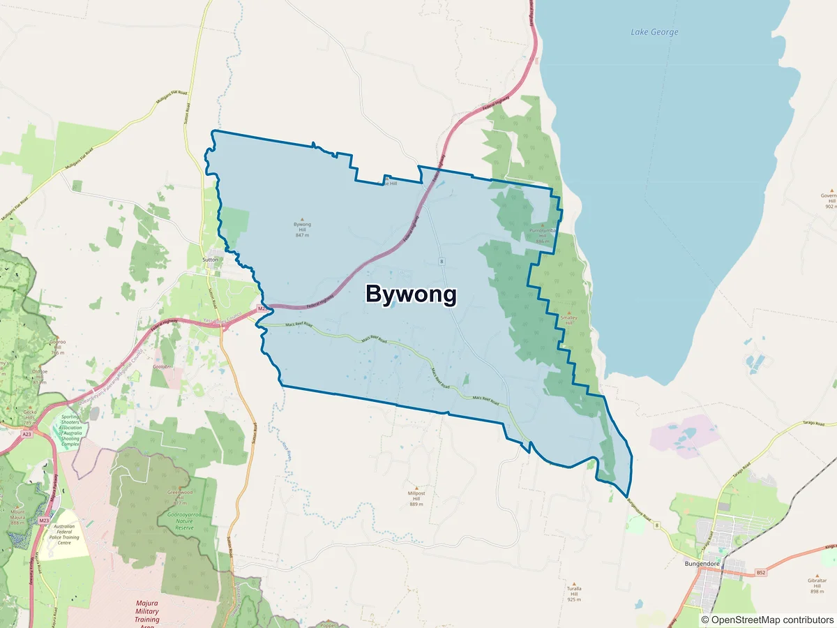 Map of Bywong, NSW, Australia