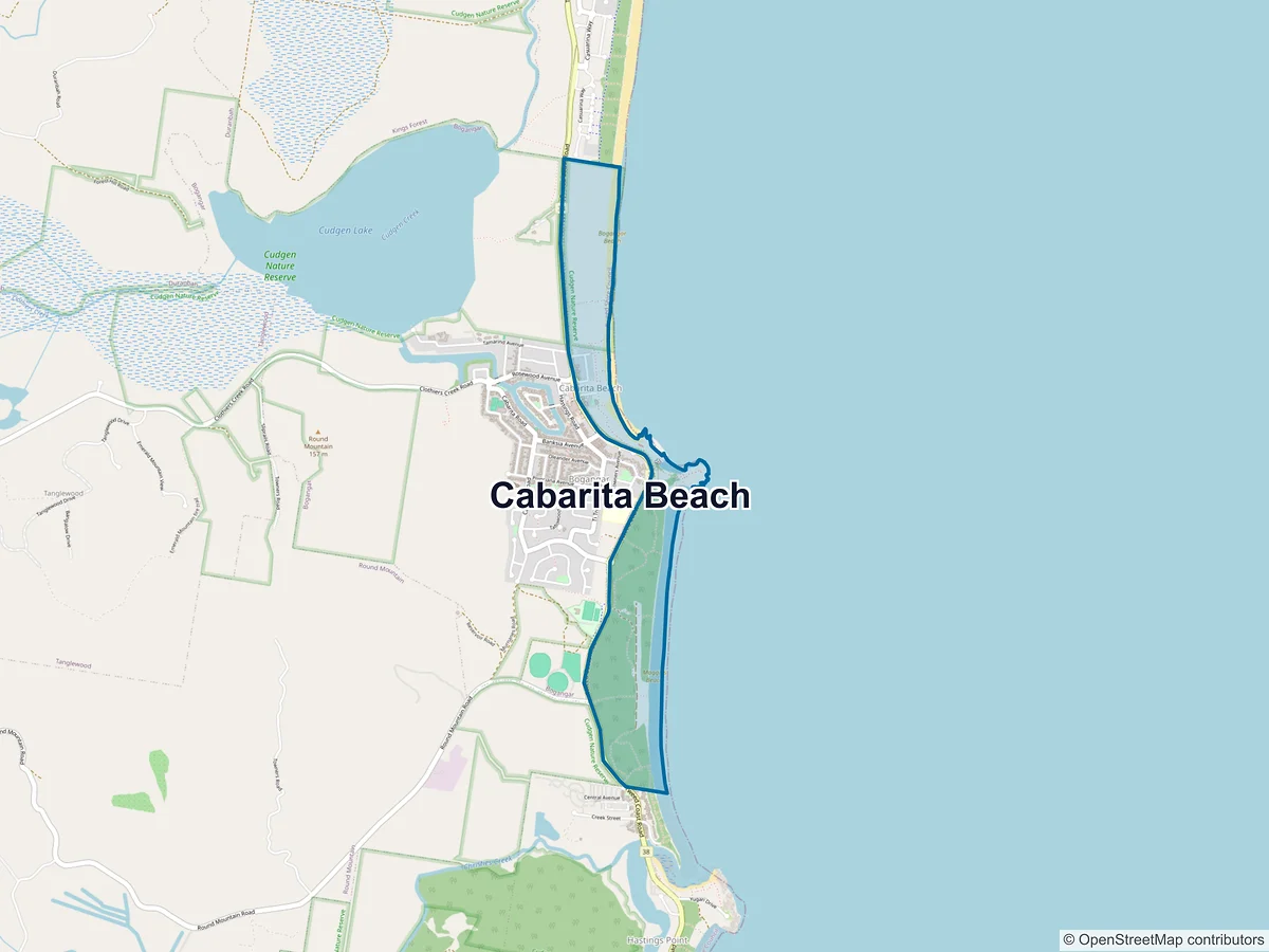 Map of Cabarita Beach, NSW, Australia