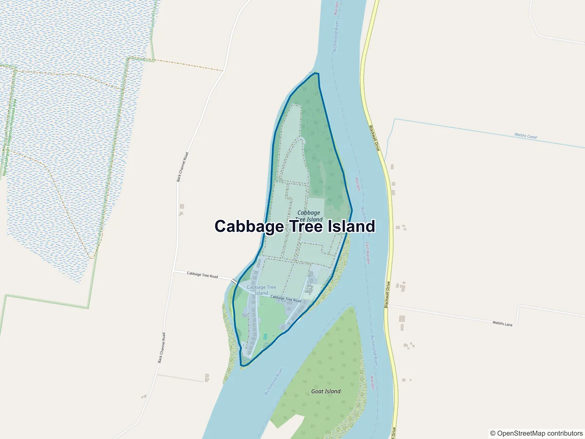 Map of Cabbage Tree Island, NSW, Australia