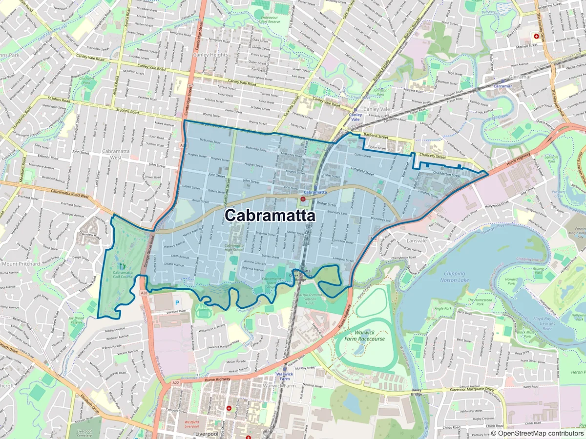 Map of Cabramatta, NSW, Australia