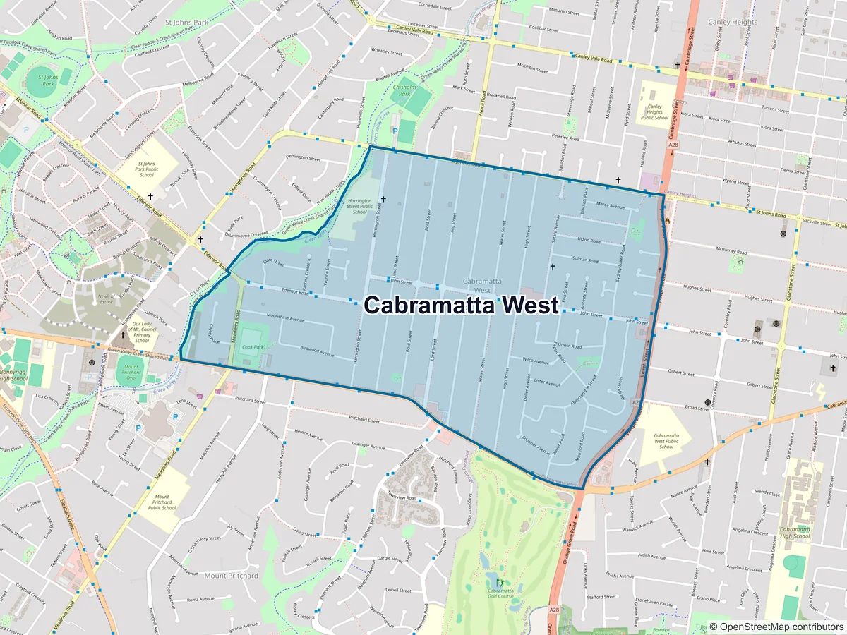 Map of Cabramatta West, NSW, Australia