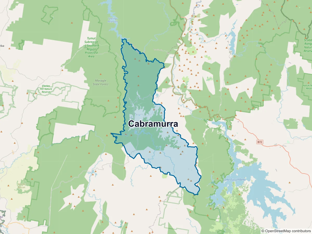 Map of Cabramurra, NSW, Australia