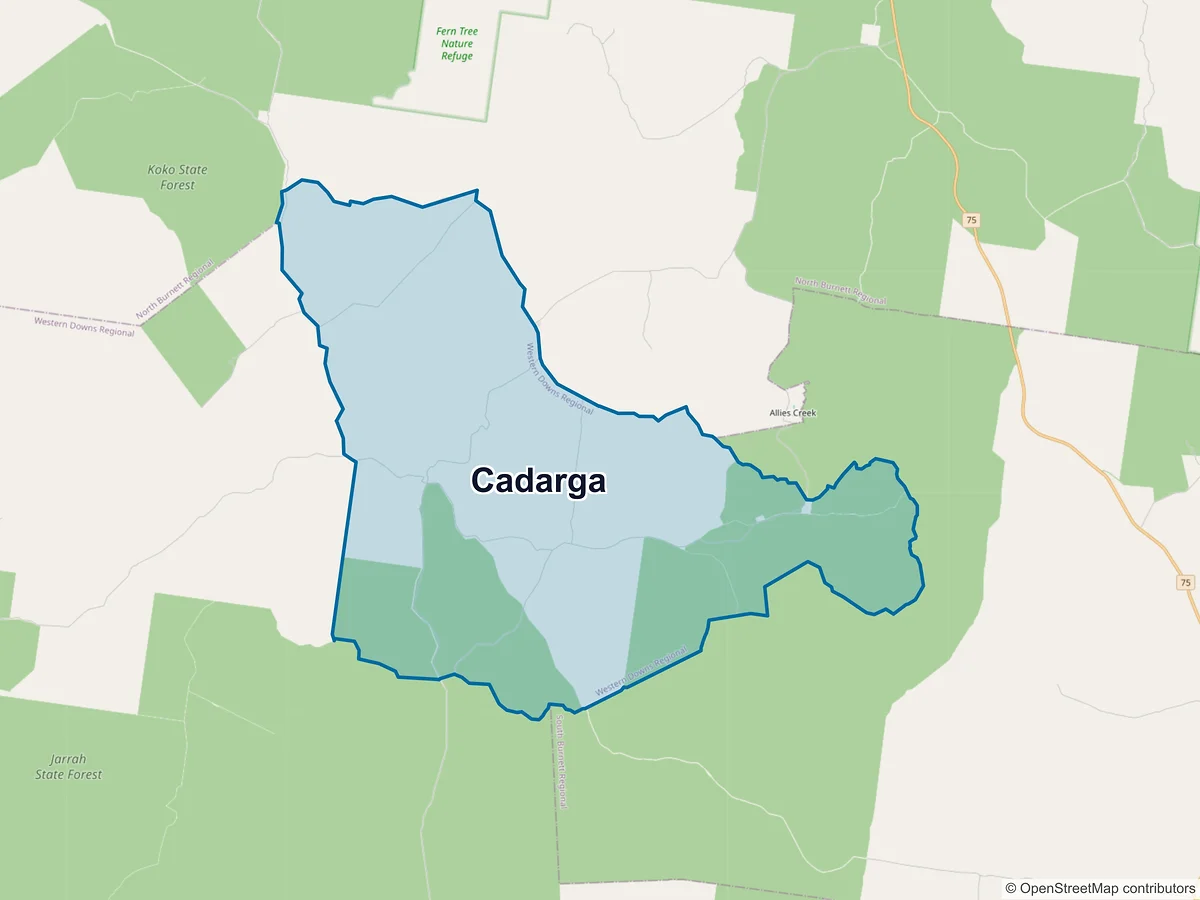 Map of Cadarga, QLD, Australia