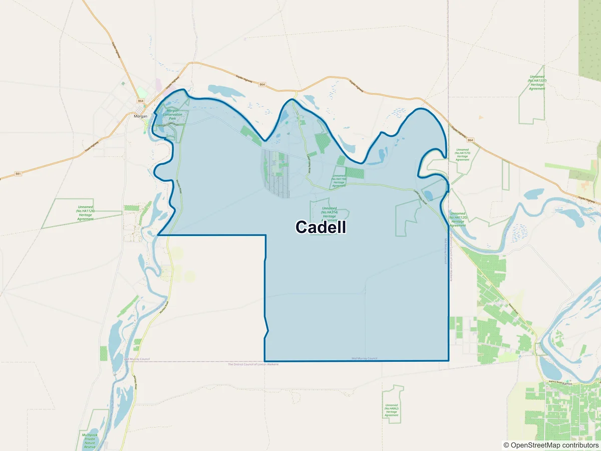 Map of Cadell, SA, Australia