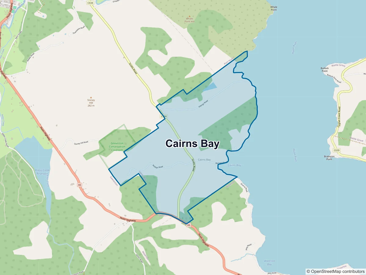 Map of Cairns Bay, TAS, Australia