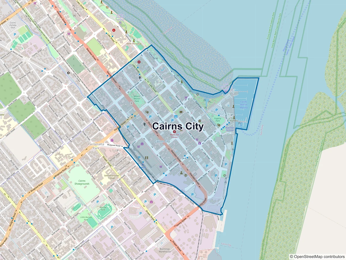 Map of Cairns City, QLD, Australia
