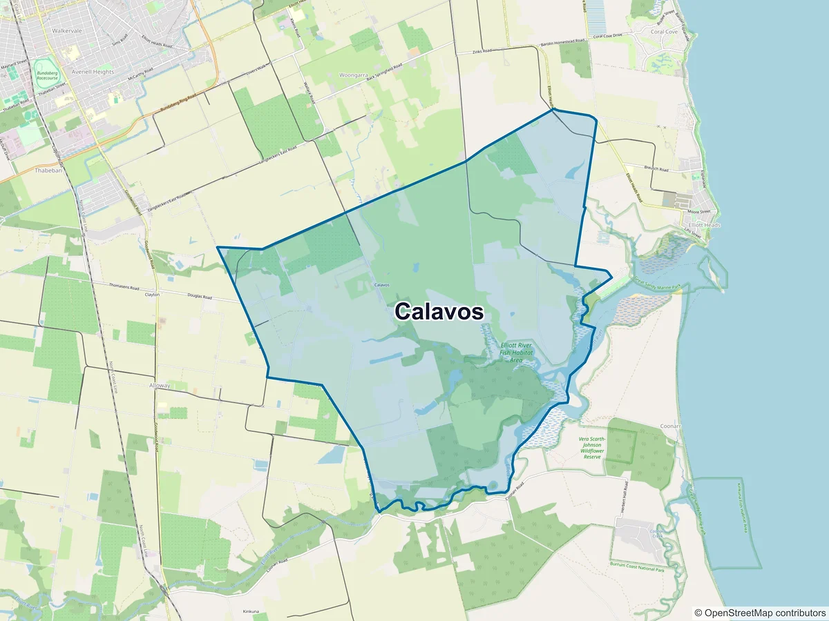 Map of Calavos, QLD, Australia