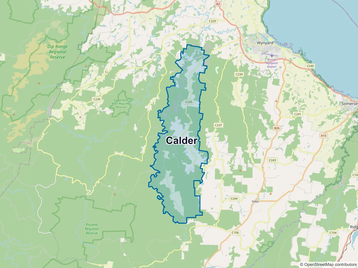 Map of Calder, TAS, Australia