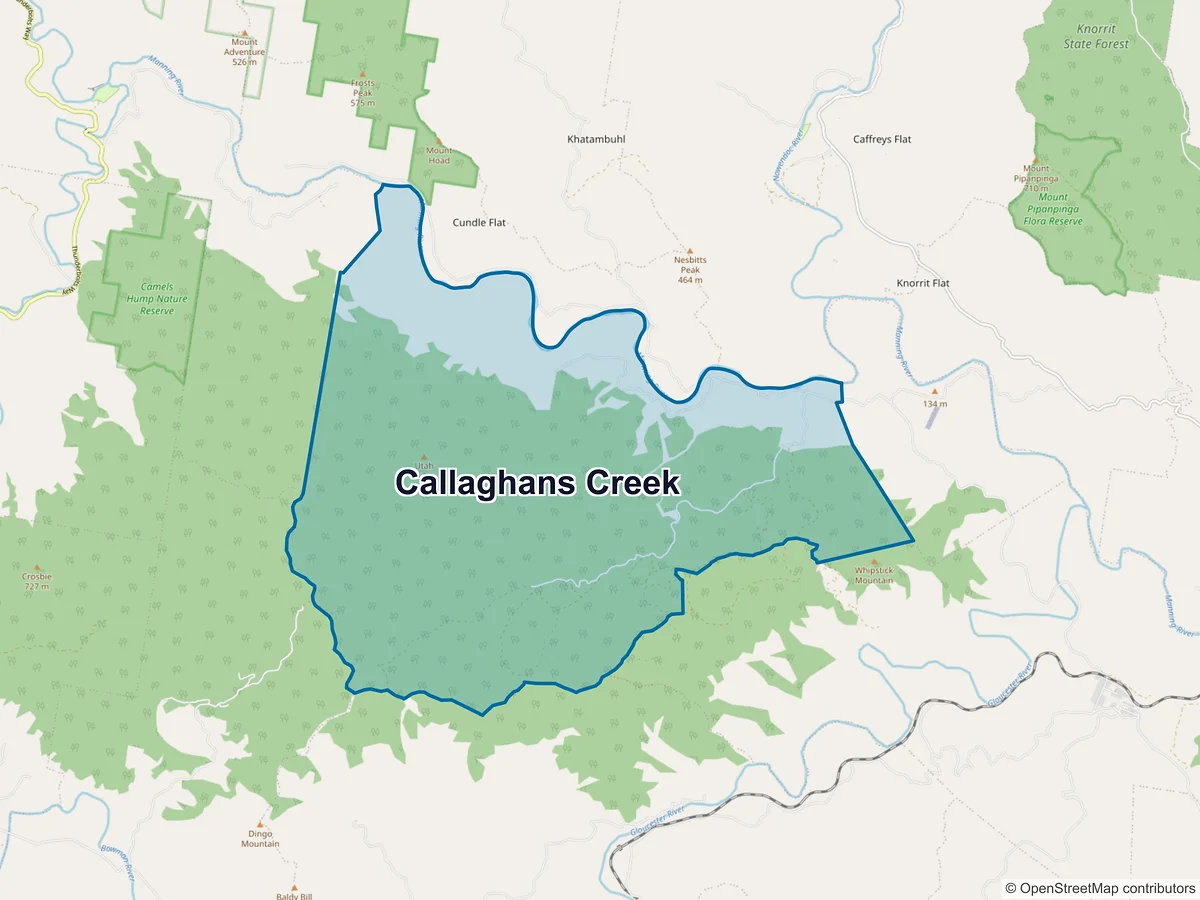 Map of Callaghans Creek, NSW, Australia