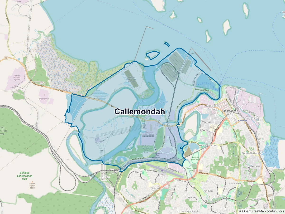 Map of Callemondah, QLD, Australia