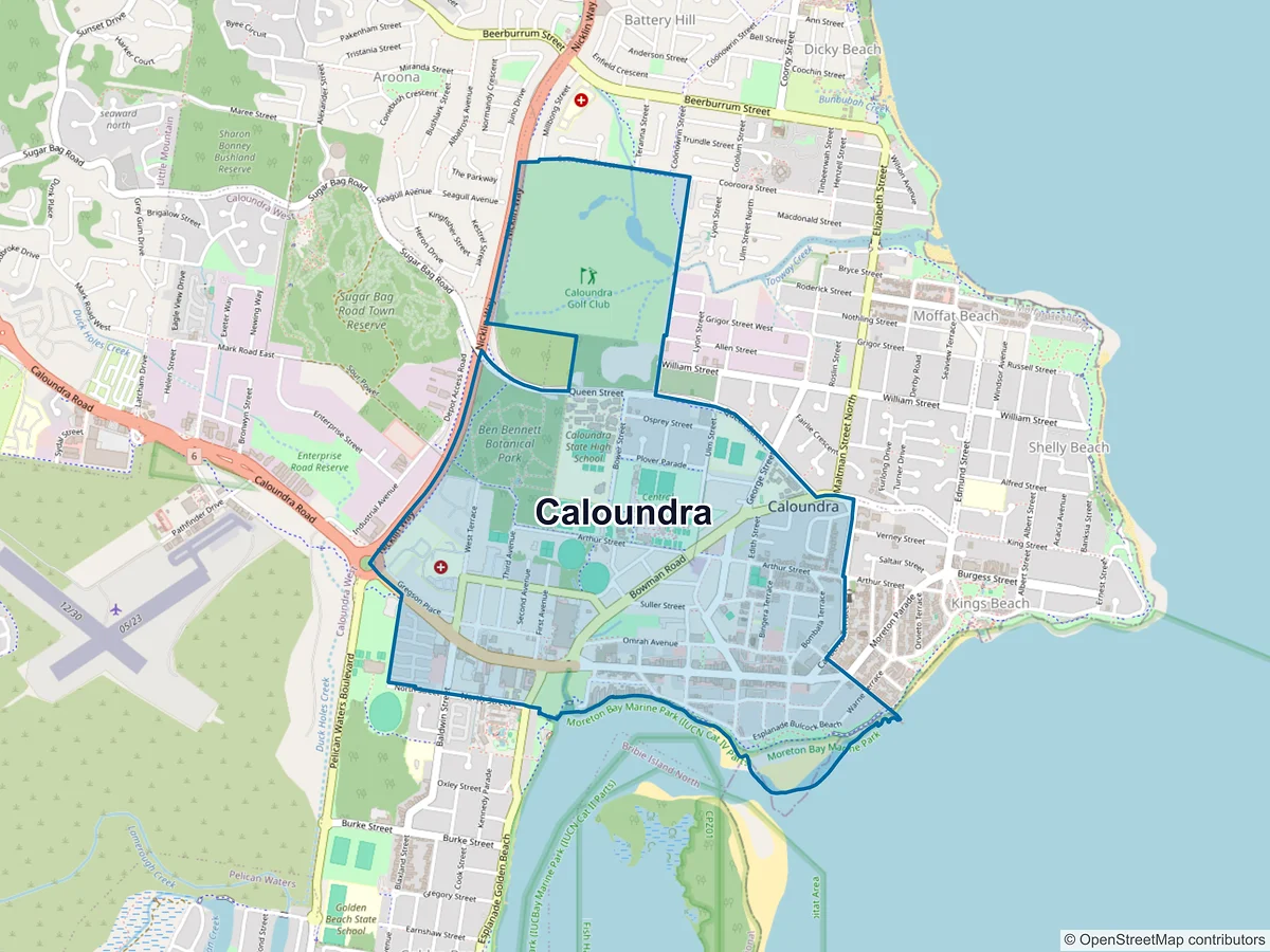 Map of Caloundra, QLD, Australia