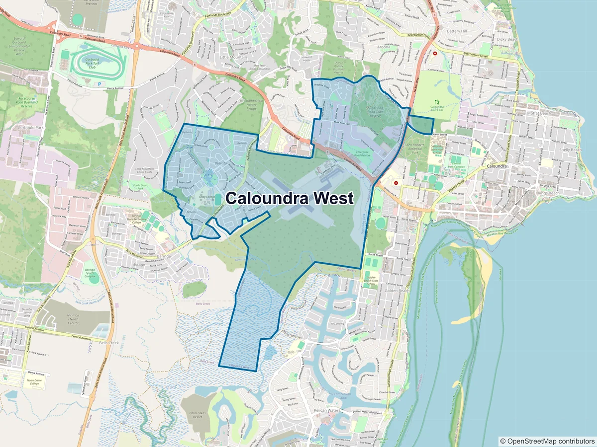 Map of Caloundra West, QLD, Australia