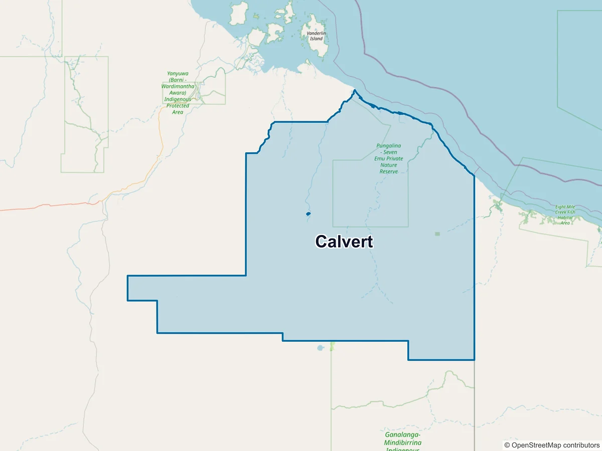 Map of Calvert, NT, Australia