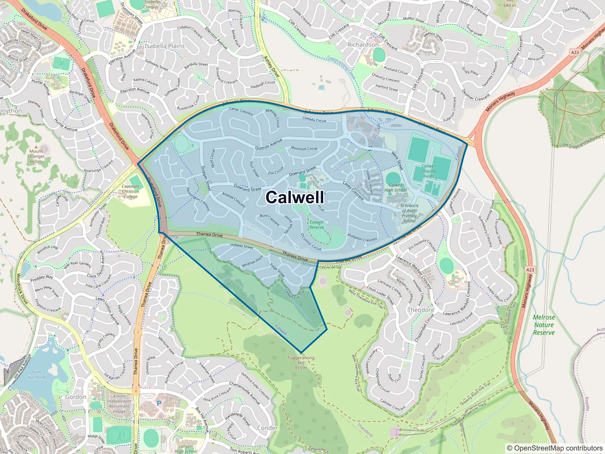 Map of Calwell, ACT, Australia
