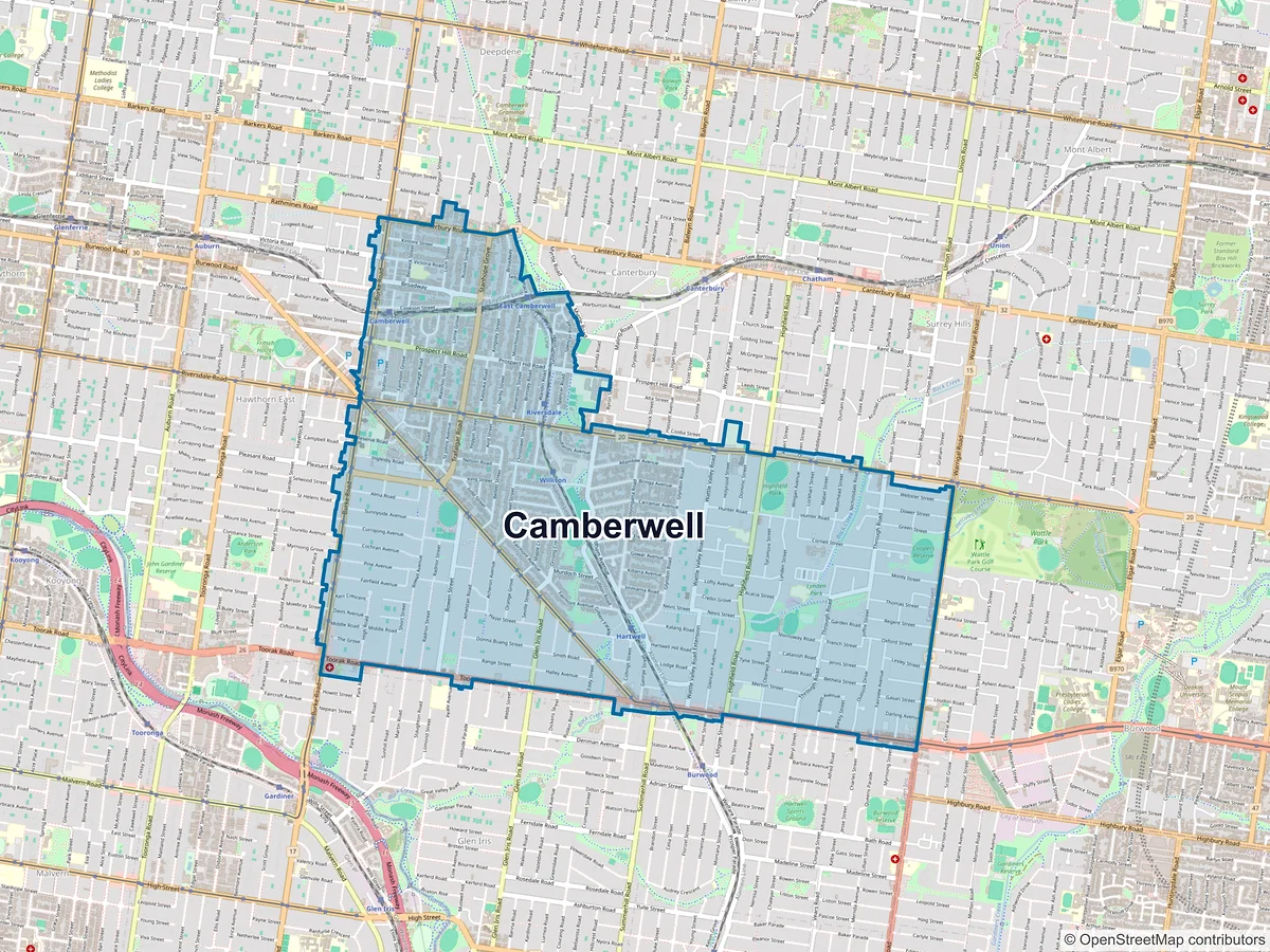Map of Camberwell, VIC, Australia