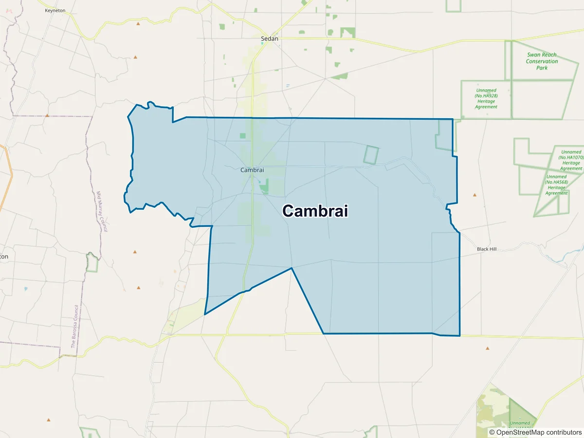 Map of Cambrai, SA, Australia