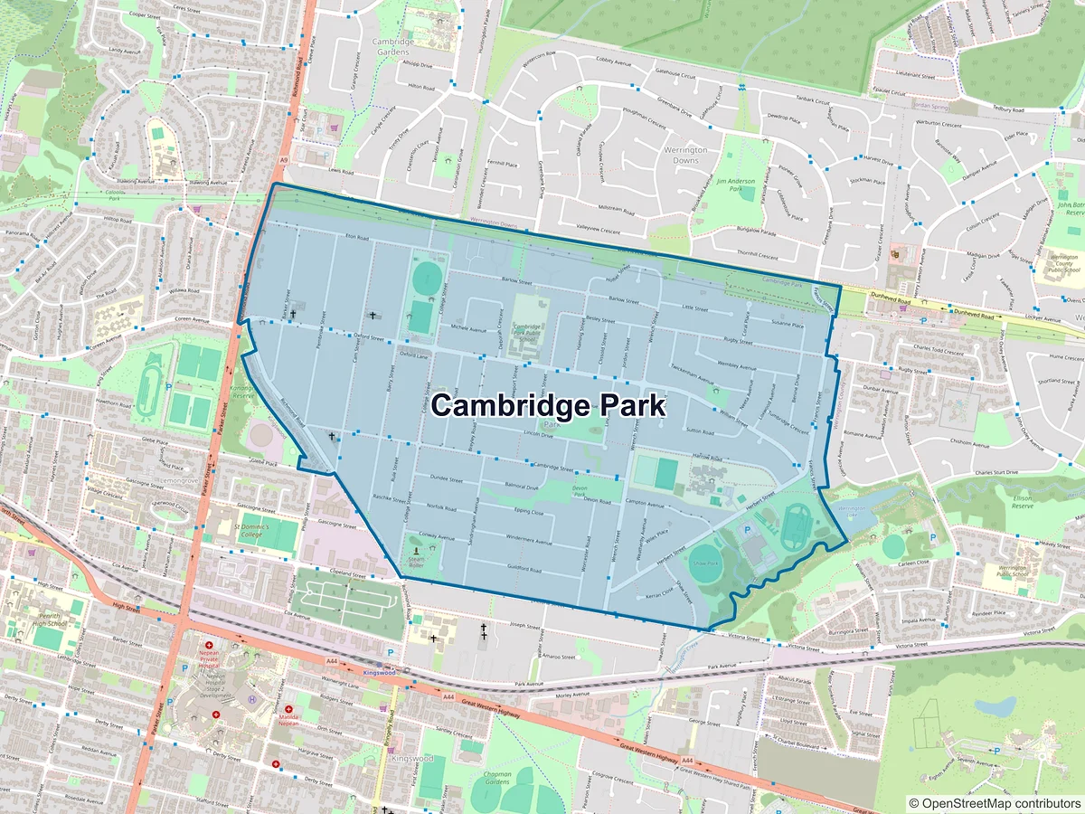Map of Cambridge Park, NSW, Australia
